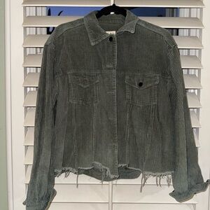 POL Green Corduroy Women's Jacket cropped